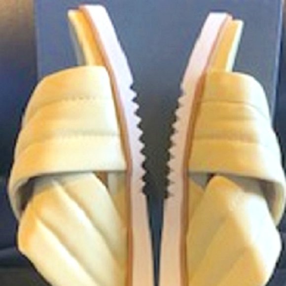 NWT Eileen Fisher Key Nappa Leather Slide Elevated Sandals Yellow Shoes Sz:9 - Picture 6 of 7